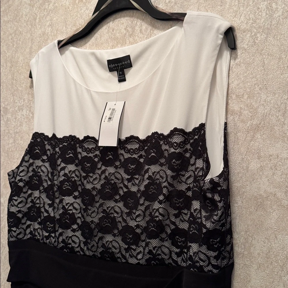 NWT BLACK LAYERED DRESS WITH WHITE & BLACK BODICE - Picture 13 of 13